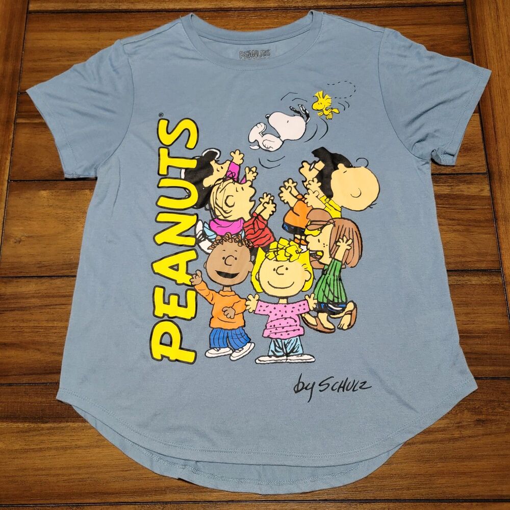 Peanuts SS Lt. Blue Tee Snoopy Tossing - Size Junior XL (15-17)